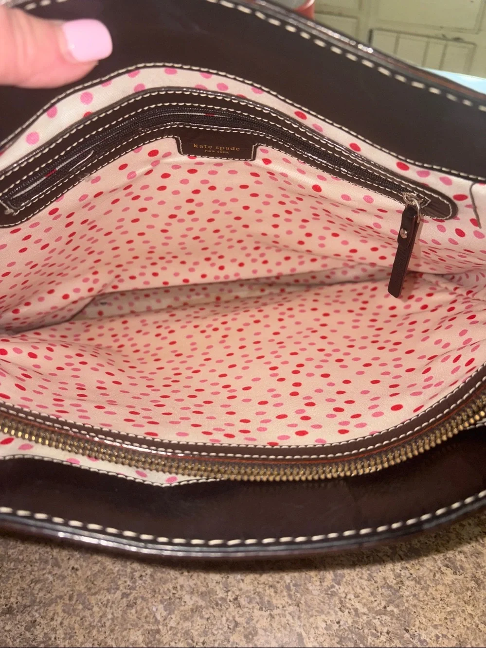 kate spade Black Leather Tote with Top Handles